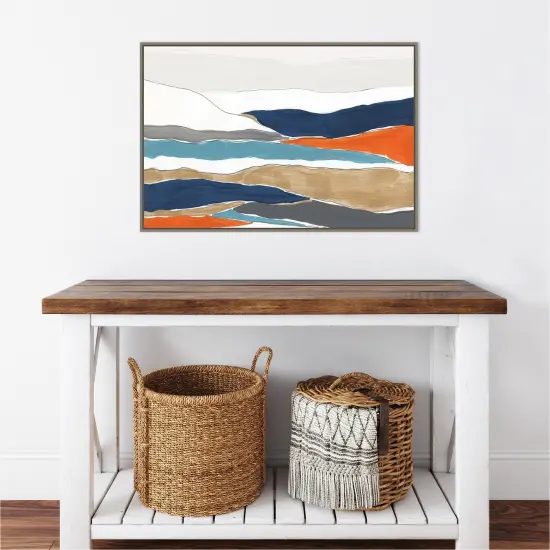 Orange Rolling Hills II by PI Studio 33-in. W x 23-in. H. Canvas Wall Art Print Framed in Grey {5}