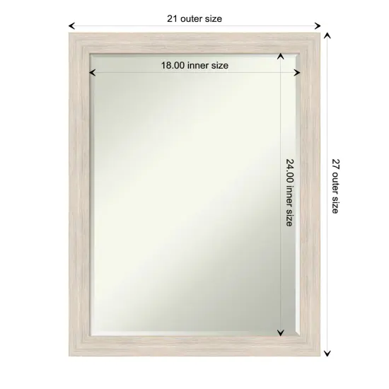 Petite Bevel Wood Wall Mirror, Hardwood Narrow Frame Hardwood Whitewash Narrow {1}