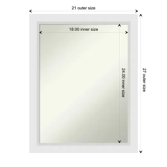Amanti Art Non-Beveled Wood Wall Mirror, Blanco White Frame {1}