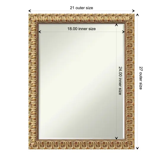 Petite Bevel Wood Wall Mirror, Florentine Gold Frame {1}
