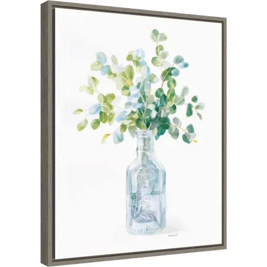 Beach Flowers IV (Vase) by Danhui Nai 16-in. W x 20-in. H. Canvas Wall Art Print Framed in Grey {2}