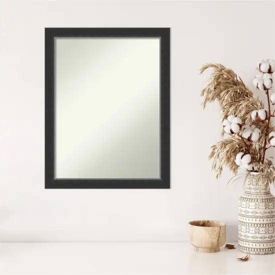 Amanti Art Non-Beveled Wood Wall Mirror, Corvino Narrow Black Frame {5}