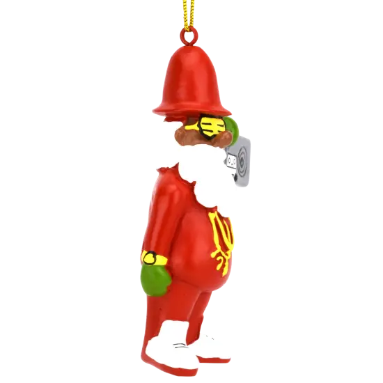 80's Hip Hop Dark Tone Santa Resin Christmas Ornament {4}