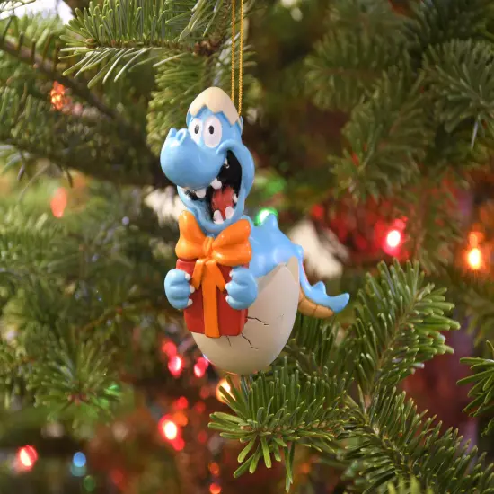 Baby Dinosaur Hatching with Present Christmas Ornament {5}
