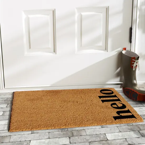 Vertical Hello Doormat, Natural/Black {4}