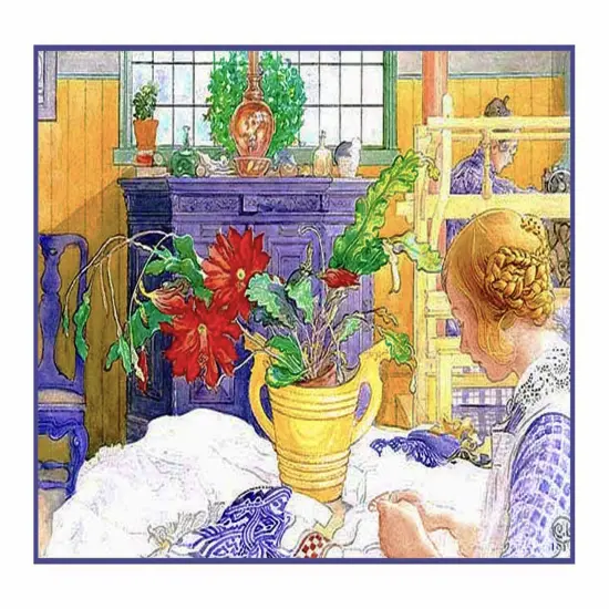 Swedish Carl Larsson's Seamstress Sewing Kitchen Counted Cross Stitch Pattern {2}
