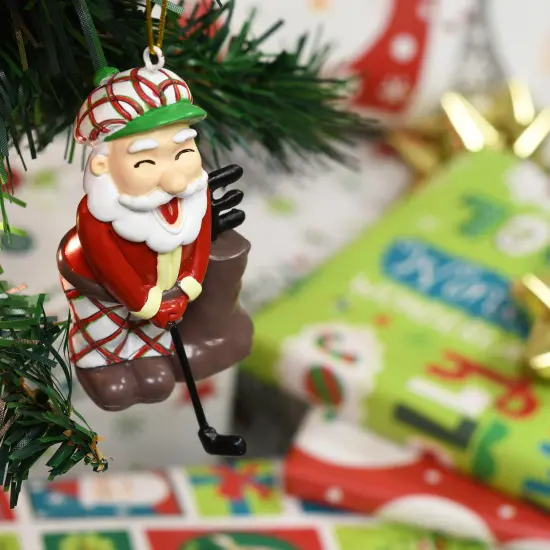 Golfing Santa Claus Christmas Ornament {4}