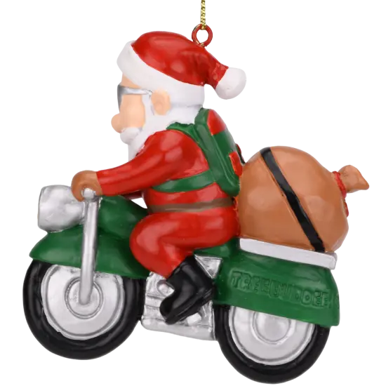 Biker Santa Claus Motorcycle Christmas Tree Ornament {4}