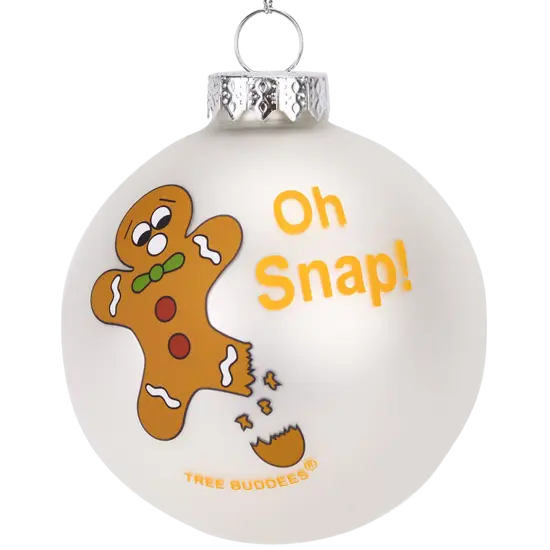 Oh Snap! Funny Gingerbread Man Glass Christmas Ornament {1}