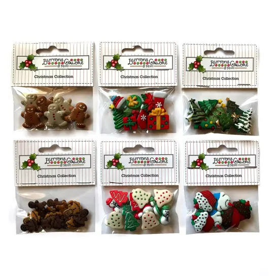 Buttons Galore 50+ Assorted Christmas Buttons for Sewing & Crafts - Set of 6 Button Packs - Christmas Set 3 {1}