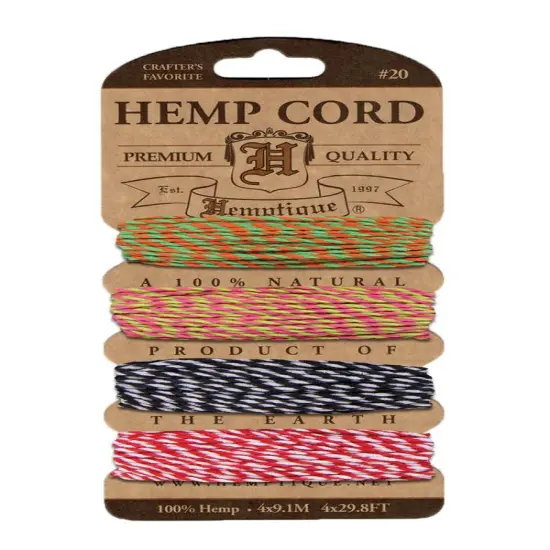 Hemptique 1mm #20 Variegated Metallic & Glitter Hemp Cord Card Set Eco Friendly Sustainable Naturally Grown Jewelry Bracelet Making Paper Crafting Scrapbooking Bookbinding Mixed Media Crocheting Macrame Seasonal Holiday Gift Wrapping Outdoor Garden Summer shindig 2 {1}