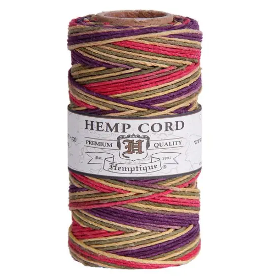 Hemptique 1mm #20 Variegated Hemp Cord Spools Eco Friendly Sustainable Naturally Grown Jewelry Bracelet Making Paper Crafting Scrapbooking Bookbinding Mixed Media Crocheting Macrame Seasonal Holiday Gift Wrapping Outdoor Gardening Cat's cradle {1}