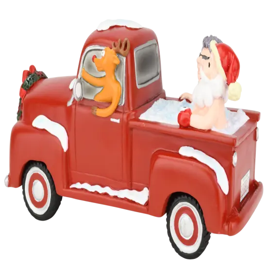 Santa and Mrs. Claus Partying Pickup Truck 'Hillbilly' Hot Tub 8" Decoration Figurine {5}