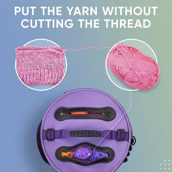 Purple Yarn Storage Bag - Tote Yarn Bag, Durable Knitting and Crochet Organizer with Needle Case {6}