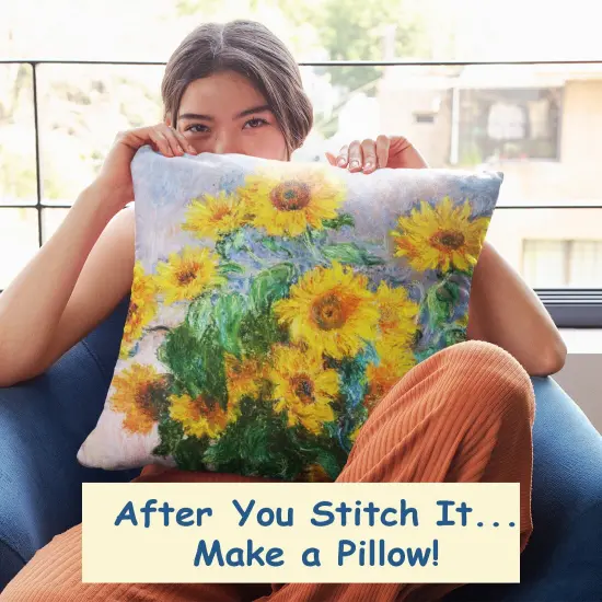 Sunflowers inspired by Claude Monet's Impressionist painting Counted Cross Stitch Pattern {3}