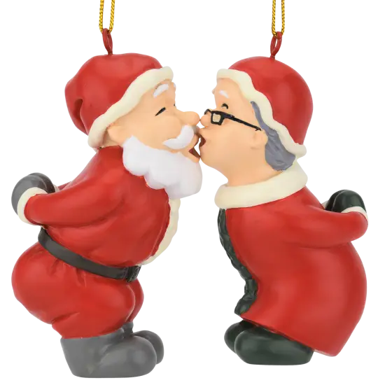 Kissing Claus' Cute Magnetic Set of 2 Kiss Christmas Ornaments {1}