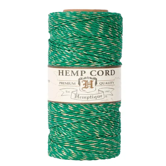 Hemptique 1mm #20 Metallic Hemp Cord Spools Jewelry Bracelet Making Crafting Scrapbooking Bookbinding Mixed Media Crocheting Macrame Gift Wrapping Green gold {1}