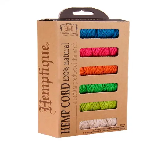 Hemptique 1mm #20 Hemp Cord 6-Pack Mini Spools Jewelry Bracelet Making Paper Crafting Scrapbooking Bookbinding Mixed Media Crocheting Macrame Seasonal Holiday Gift Wrapping Tahiti {1}