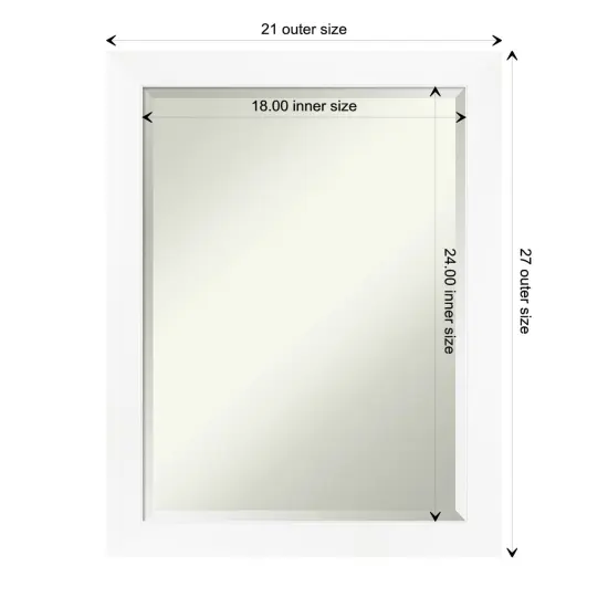 Beveled Bathroom Wall Mirror, Cabinet White Narrow Frame {1}