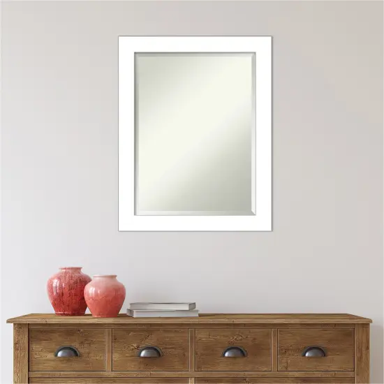 Beveled Bathroom Wall Mirror, Wedge White Frame {5}