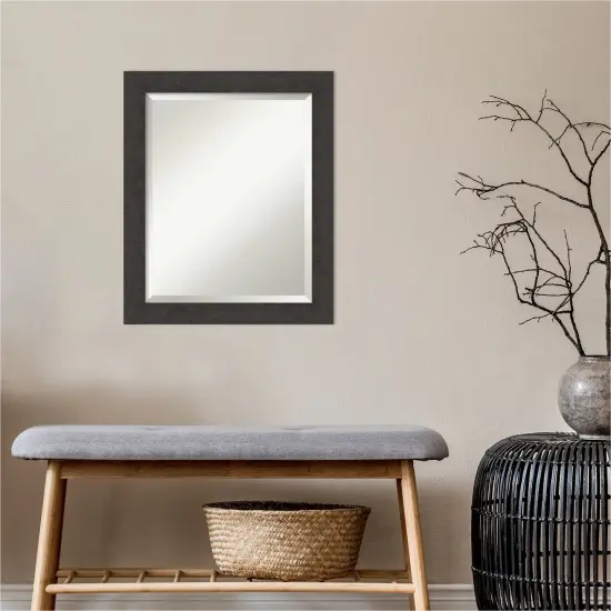 Beveled Bathroom Wall Mirror, Rustic Plank Narrow Frame {4}