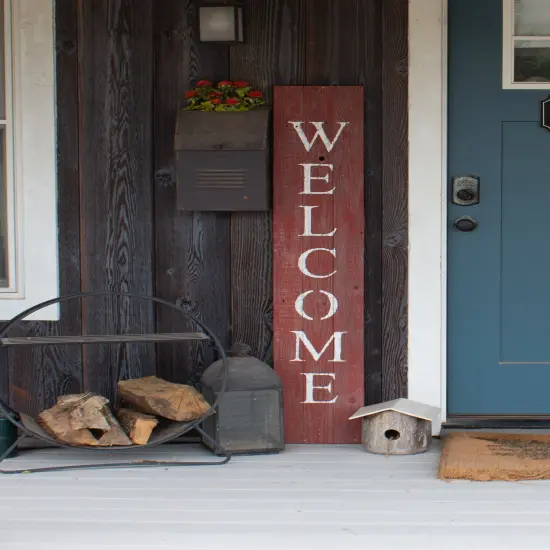 Rustic Farmhouse 5ft Vertical Front Porch Welcome Sign Red {2}