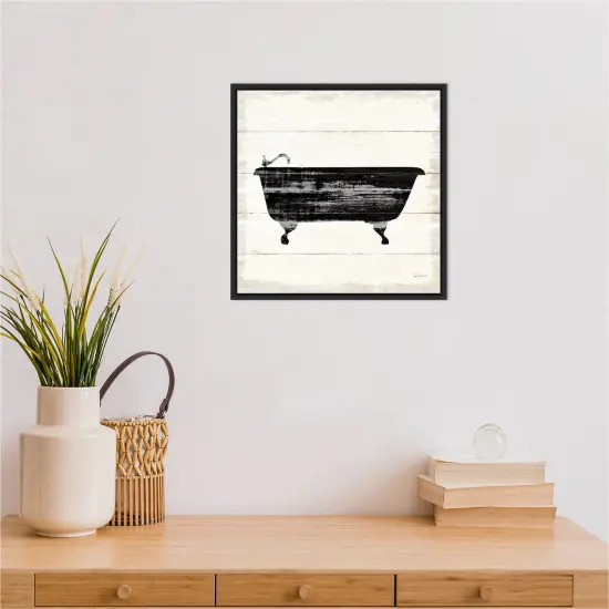 Shiplap Bath I by Sue Schlabach Canvas Art Framed Black {6}