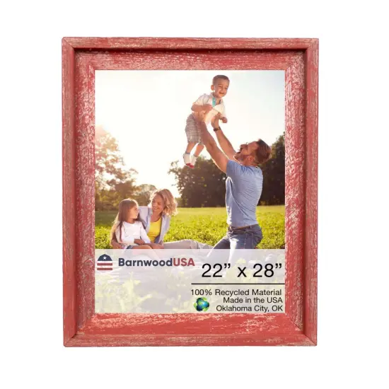 Rustic Farmhouse Signature Series 22 in. x 28 in. Reclaimed Wood Picture Frame Red {1}