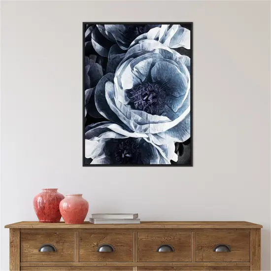 Peony Blue Petals III by Ashley Aldridge Canvas Wall Art Print Framed {5}