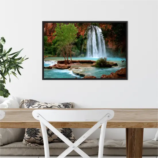 Havasu Falls by Andy Magee Canvas Wall Art Print Framed Grey {6}