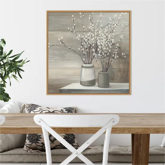 P Willow Still Life Gray Pots Crop by Julia Purinton Canvas Art Framed {4}