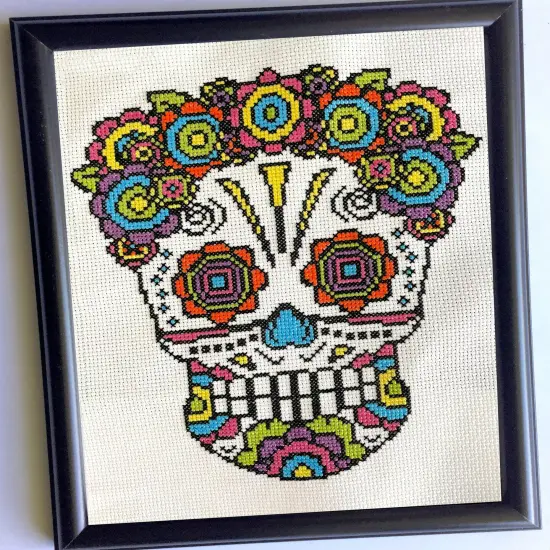 Floral Sugar Skull 8 x 10 Counted Cross Stitch DIY KIT Intermediate {1}