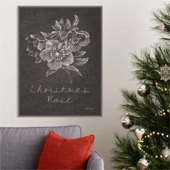 Black and White Chalkboard Christmas III by Beth Grove 23-in. W x 30-in. H. Canvas Wall Art Print Framed in Grey {4}