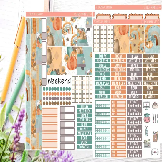 Autumn Rain Sticker Kit (for 7x9 vertical planners)&hellip; {1}