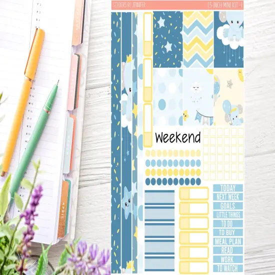 Baby Elephant Planner Sticker Kit (for 7x9 vertical planners)… {1}