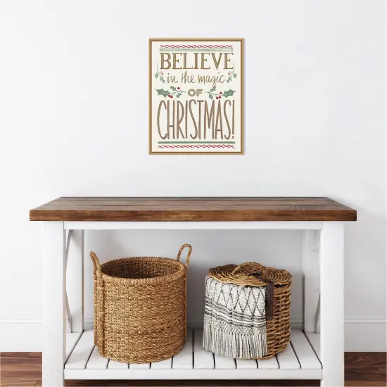 Believe in the Magic of Christmas by Anne Tavoletti 16-in. W x 20-in. H. Canvas Wall Art Print Framed in Natural {5}