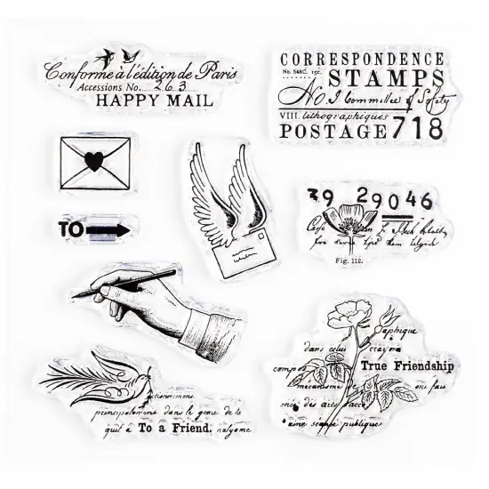 Happy Mail Small Clear Stamp Set 4x4 inch by Wintertime Crafts {1}