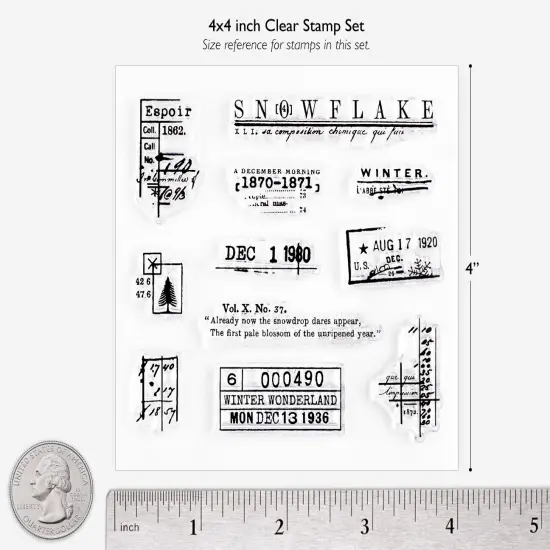 Winter Vintage Small Clear Stamps 4x4 inch by Wintertime Crafts {3}