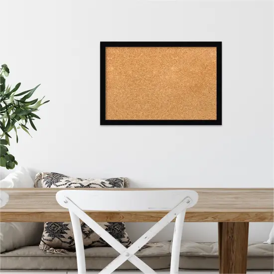 Natural Cork Board (19 in. x 13 in.), Svelte Noir Black Wood Frame - Bulletin Board, Organization Board, Pin Board {4}