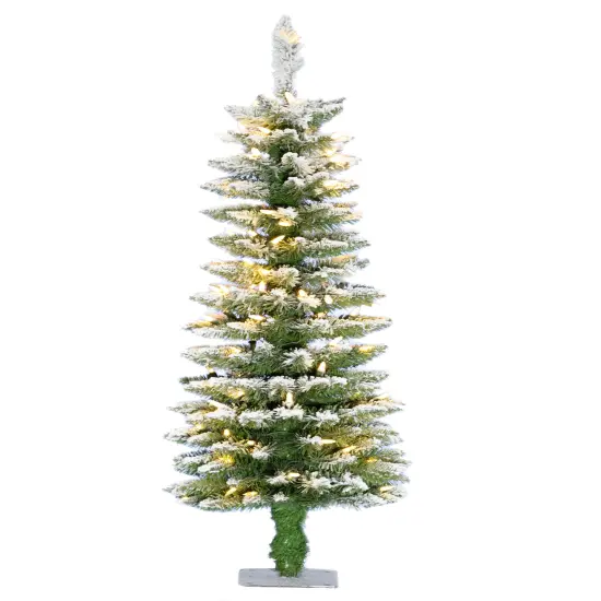 Perfect Holiday Pre-Lit Pencil Flocked Tree {1}