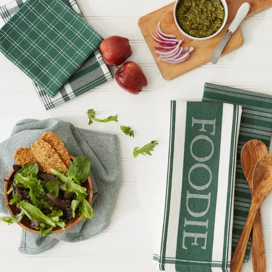 DII Asst Dark Green Foodie Dishtowel And Dishcloth 5 Piece {5}