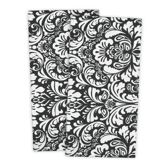 DII Black Damask Dishtowel (Set of 2) {1}