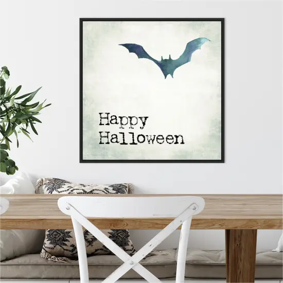 Happy Halloween Bat Grunge by Amanti Art Portfolio 22-in. W x 22-in. H. Canvas Wall Art Print Framed in Black {5}