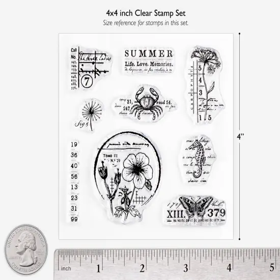 Summer Vintage Small Clear Stamps 4x4 inch by Wintertime Crafts {3}