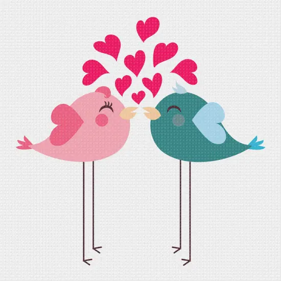 Contemporary Valentine Hearts Pink and Blue Long Leg Love Birds Sew So Simple Counted Cross Stitch Pattern {2}