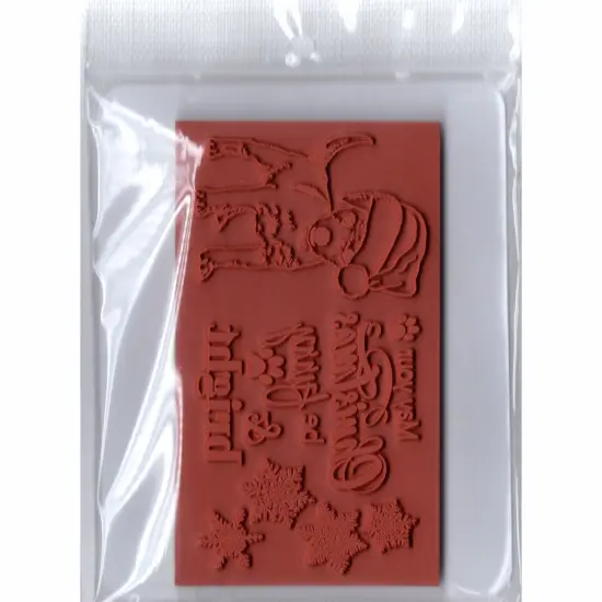 Deep Red Stamps Furry Christmas Rubber Cling Stamp 4.2 x 2.2 inches {4}