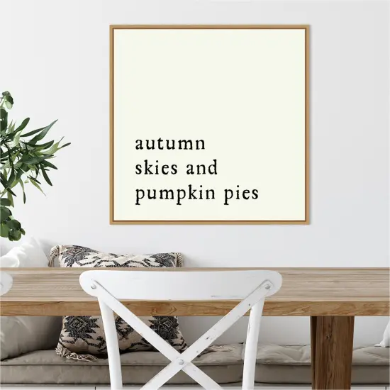 Autumn Skies Pumpkin Pies by Amanti Art Portfolio 22-in. W x 22-in. H. Canvas Wall Art Print Framed in Natural {3}