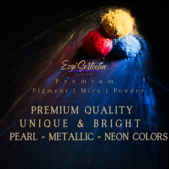 Premium Pigment Powder 50g | Authentic Unique & Bright Pearlescent Metallic and Neon Colors | Especially Formulated for Artwork, Resin, Slime, Plasticine and more by Ezgi Sertcetin Neon green {6}