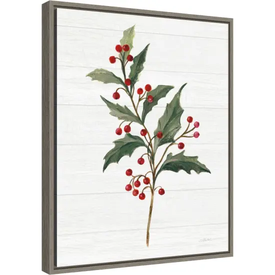 Christmas Moments IV (Holly) by Silvia Vassileva Canvas Wall Art Print Framed Grey {1}