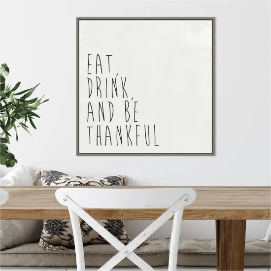 Give Thanks II by Wild Apple Portfolio 22-in. W x 22-in. H. Canvas Wall Art Print Framed in Grey {4}